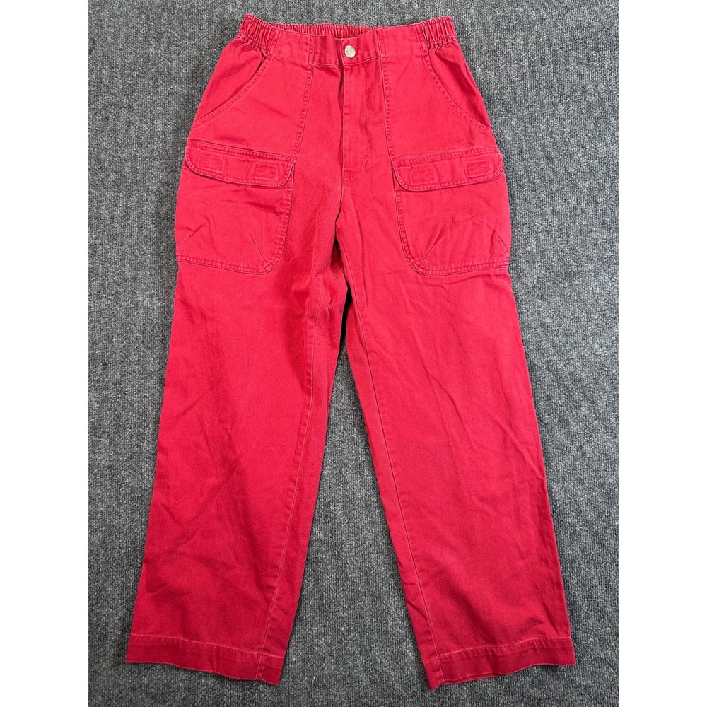 VTG Polo Ralph Lauren Men's Red Cargo Pants Elastic Waist Utility Size 28x29